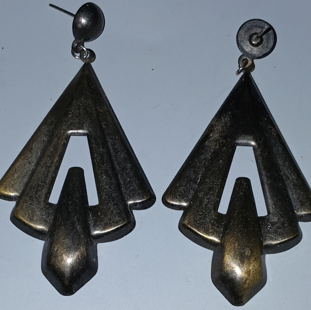 Vintage  Brass Finish Geometric Earrings